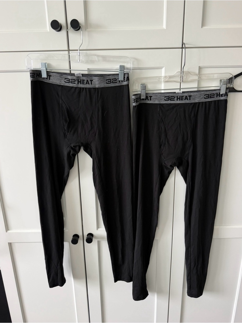 32 Degrees 2 Black Men’s Thermal Long Johns with Gray Branded Waistband